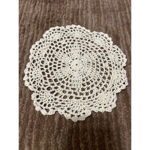 Crochet Doily Handmade Table Decor Round Floral Lace Coaster 8" Cream. 12 Pieces